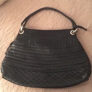 Black leather tassel bag